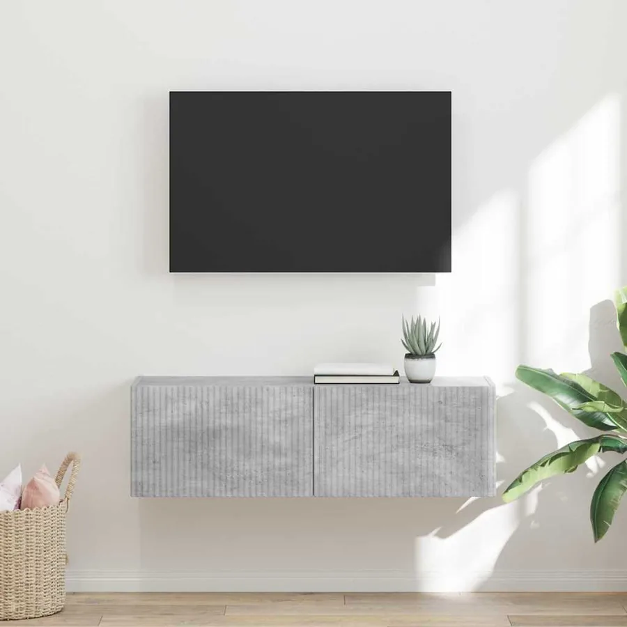 Meuble TV mural Béton 98 x 31 x 29,5 cm Bois d'ingénierie