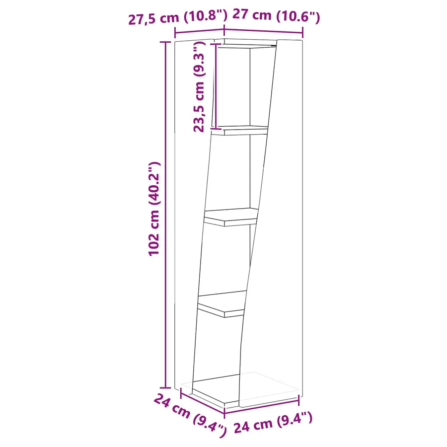 Meuble d'angle 27,5x27x102cm Bois d'ingénierie - 8