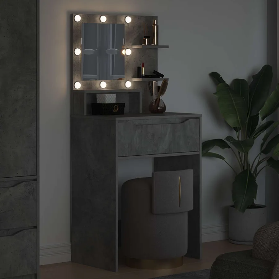 Tables de maquillage pour chambre Gris béton 80 x 39,6 x 135 cm - 4