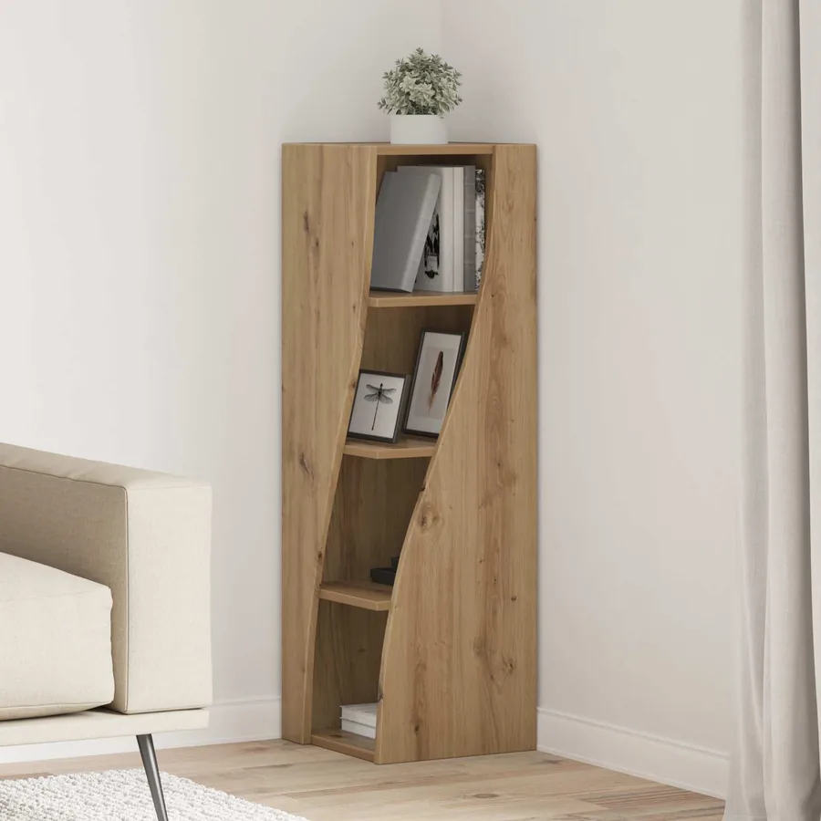 Meuble d'angle 32x32x102cm Bois d'ingénierie Chêne artisanal