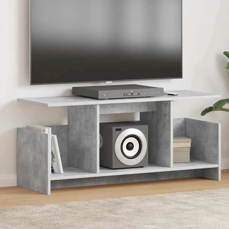 Meuble TV Gris béton 102 x 35 x 45 cm Bois d'ingénierie