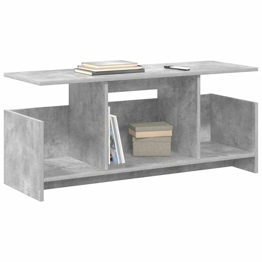 Meuble TV Gris béton 102 x 35 x 45 cm Bois d'ingénierie - 3