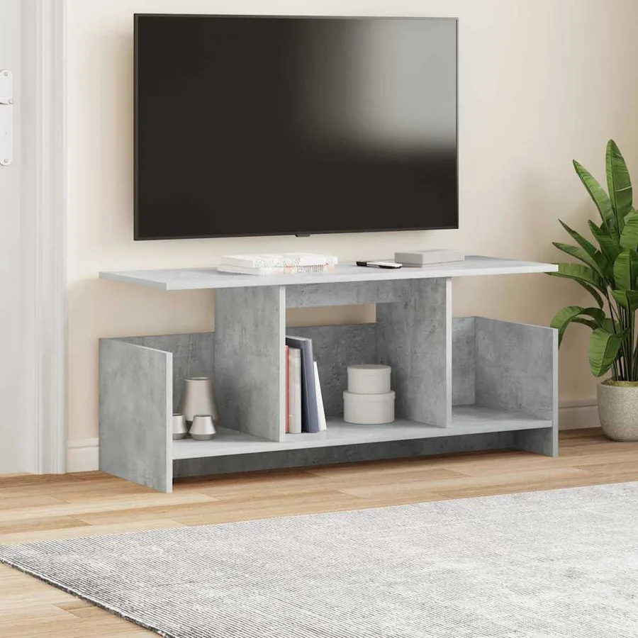 Meuble TV Gris béton 102 x 35 x 45 cm Bois d'ingénierie - 4