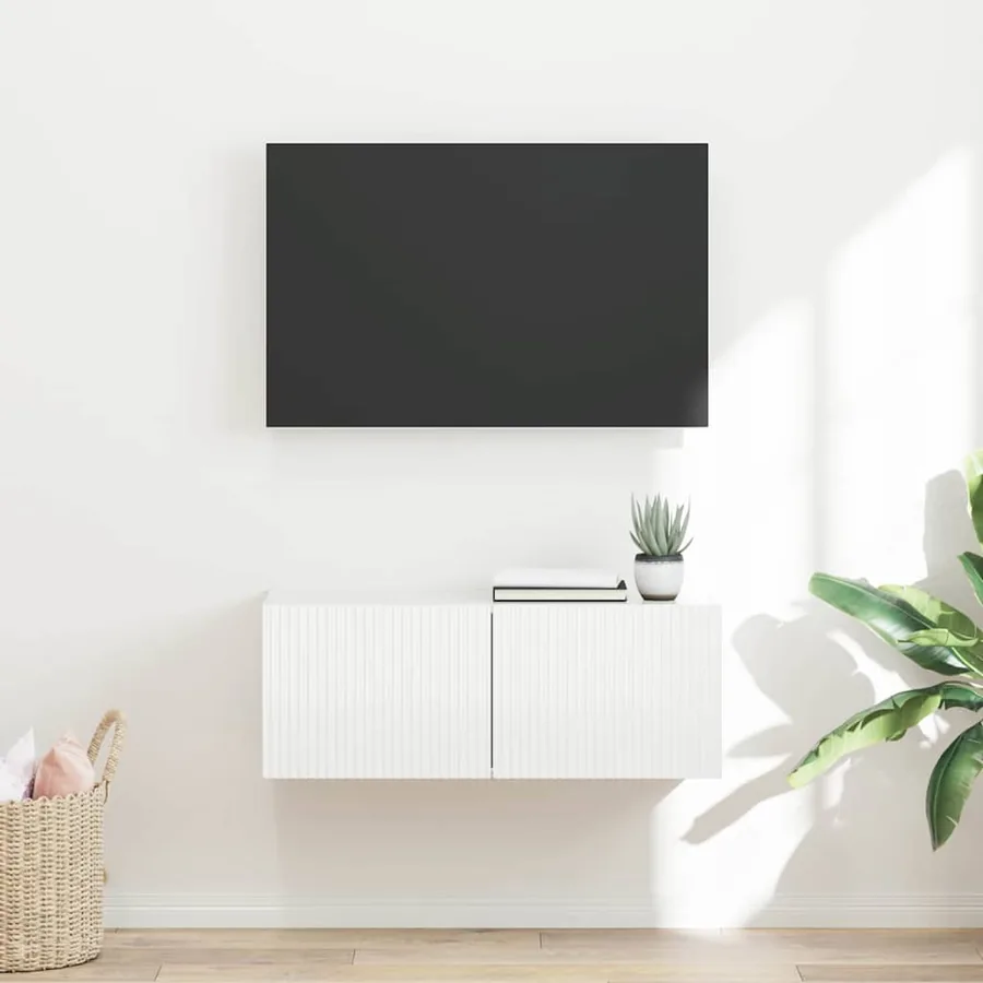 Meuble TV mural Blanc 78,5 x 31 x 29,5 cm Bois d'ingénierie