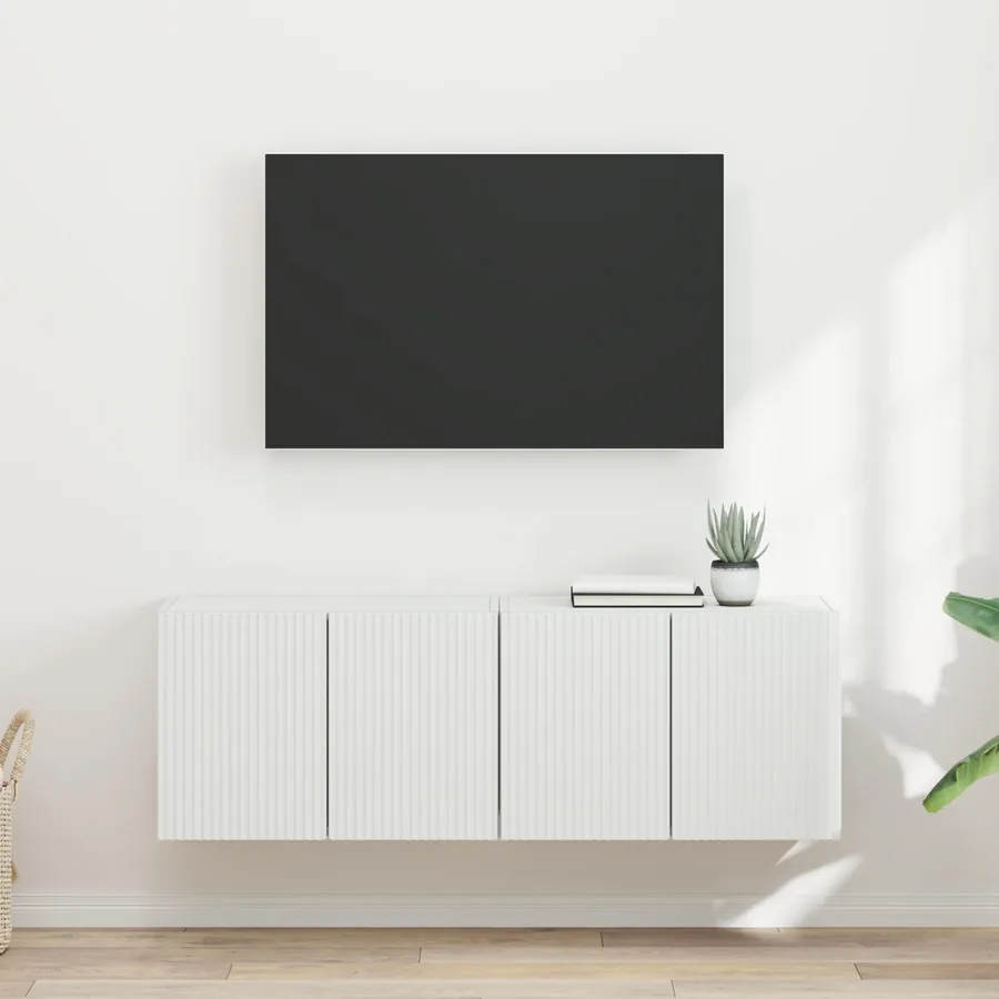 Meuble TV mural 2 pcs Blanc 59,5 x 31 x 40 cm Bois d'ingénierie