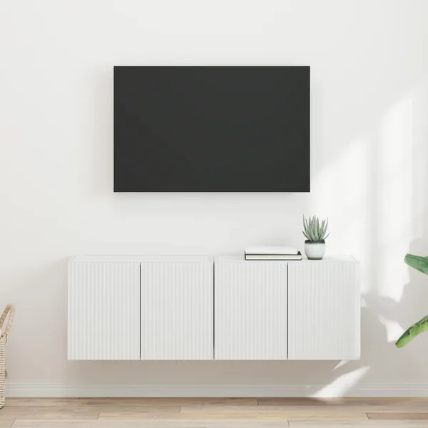 Meuble TV mural 2 pcs Blanc 59,5 x 31 x 40 cm Bois d'ingénierie