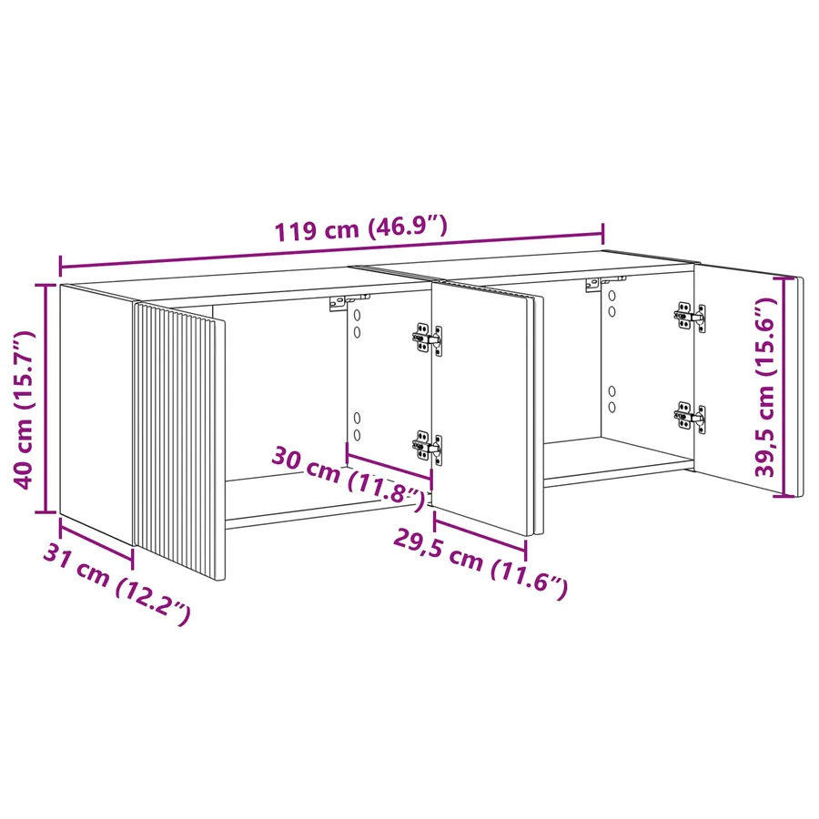 Meuble TV mural 2 pcs Blanc 59,5 x 31 x 40 cm Bois d'ingénierie - 12