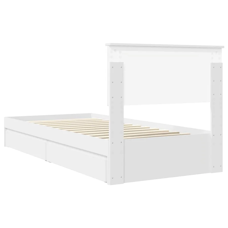 Lit de Rangement Blanc 90 x 200 cm Bois d'ingénierie - 10