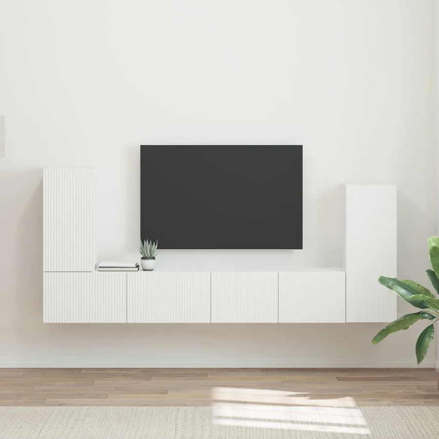 Ensemble meuble TV 4 pcs Blanc Bois d'ingénierie