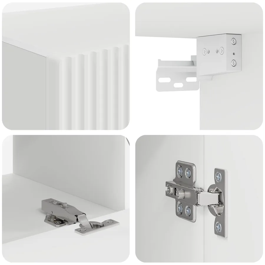 Ensemble meuble TV 4 pcs Blanc Bois d'ingénierie - 11