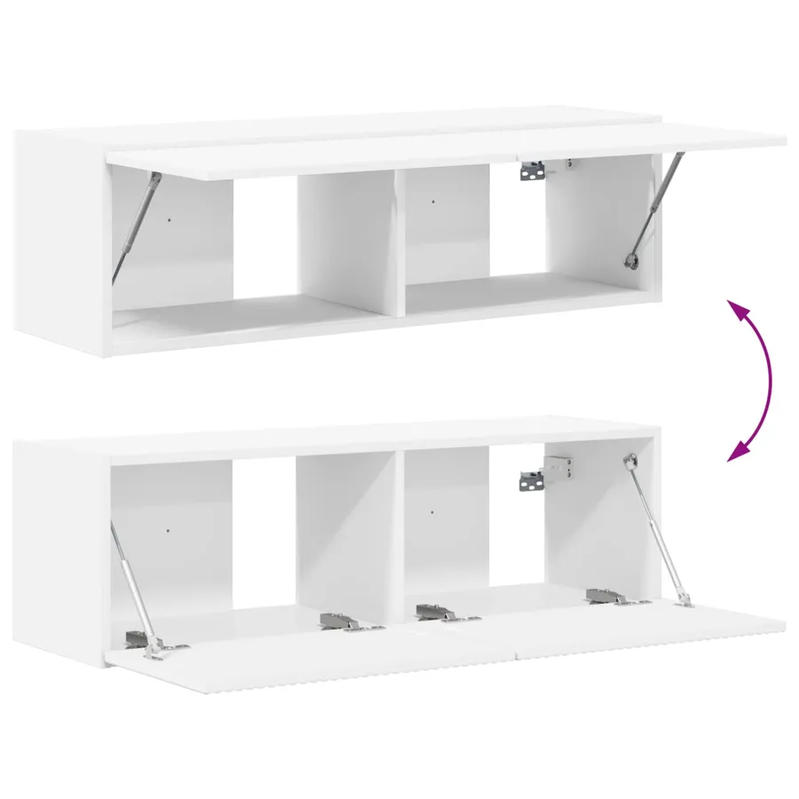 Ensemble meuble TV 4 pcs Blanc Bois d'ingénierie - 12