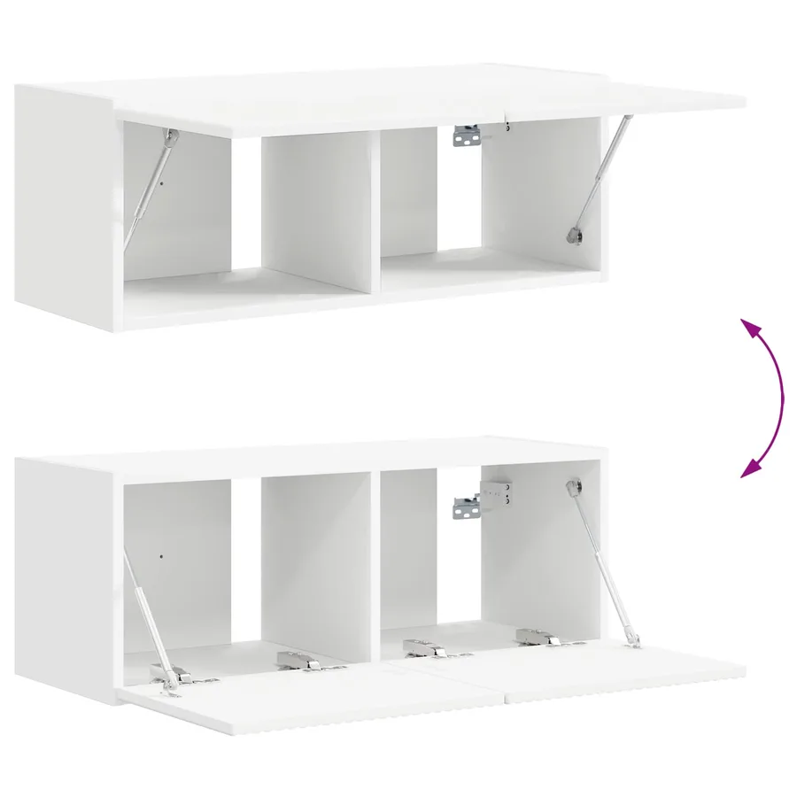 Ensemble meuble TV 4 pcs Blanc Bois d'ingénierie - 13