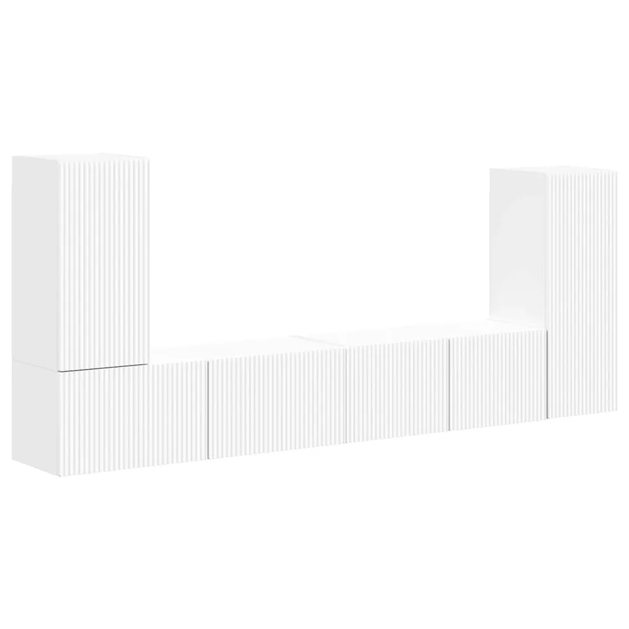 Ensemble meuble TV 4 pcs Blanc Bois d'ingénierie - 2
