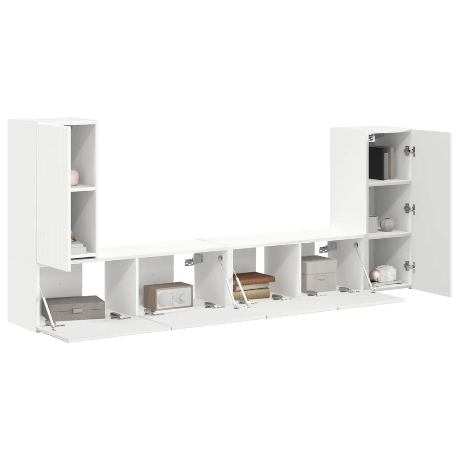 Ensemble meuble TV 4 pcs Blanc Bois d'ingénierie - 3