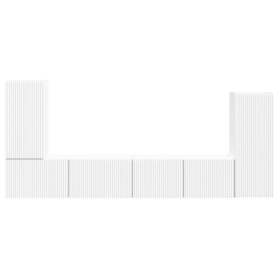 Ensemble meuble TV 4 pcs Blanc Bois d'ingénierie - 9