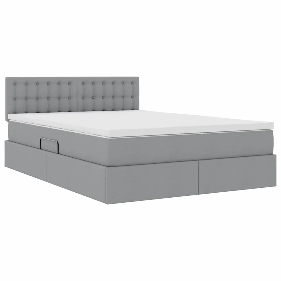 Lit avec rangement et matelas Gris clair 140 x 190 cm - 5