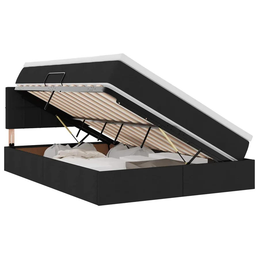 Lit avec rangement et matelas avec matelas Noir 140 x 190 cm - 2