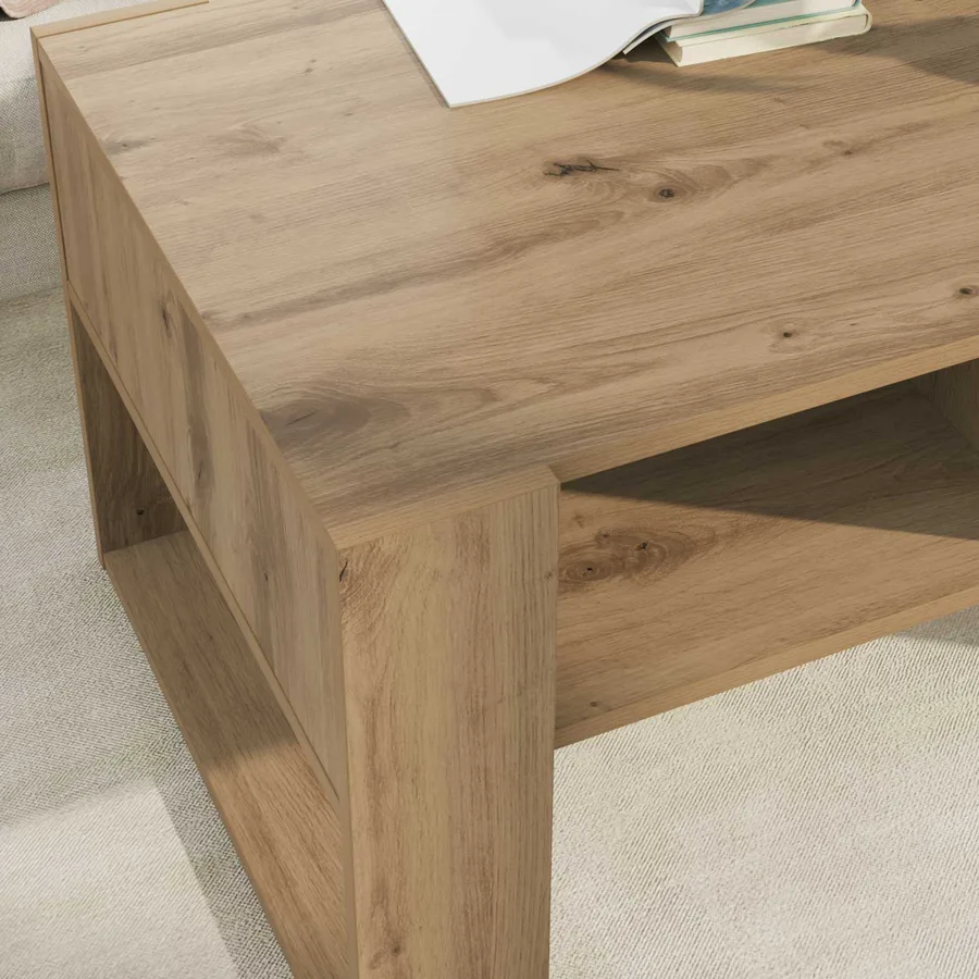 Table basse Chêne artisanal 92 x 53 x 45 cm Bois d'ingénierie - 4