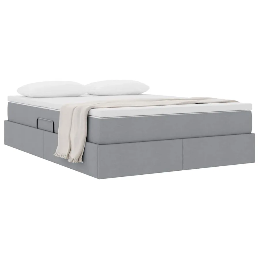 Lit avec rangement et matelas Gris clair 140 x 190 cm Polyester - 3