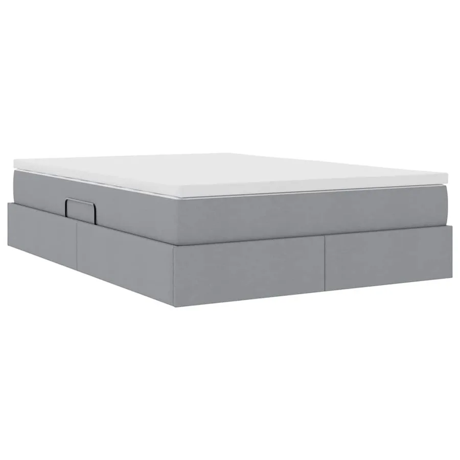 Lit avec rangement et matelas Gris clair 140 x 190 cm Polyester - 5