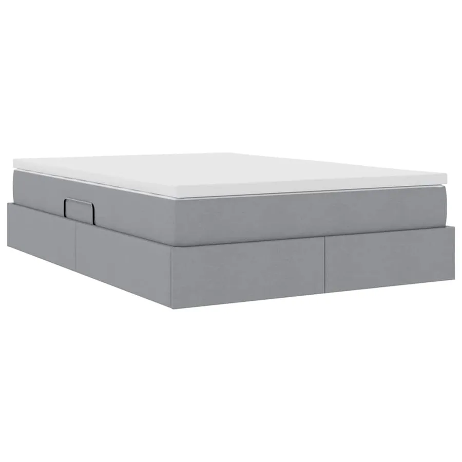 Lit avec rangement et matelas Gris clair 140 x 190 cm Polyester - 8