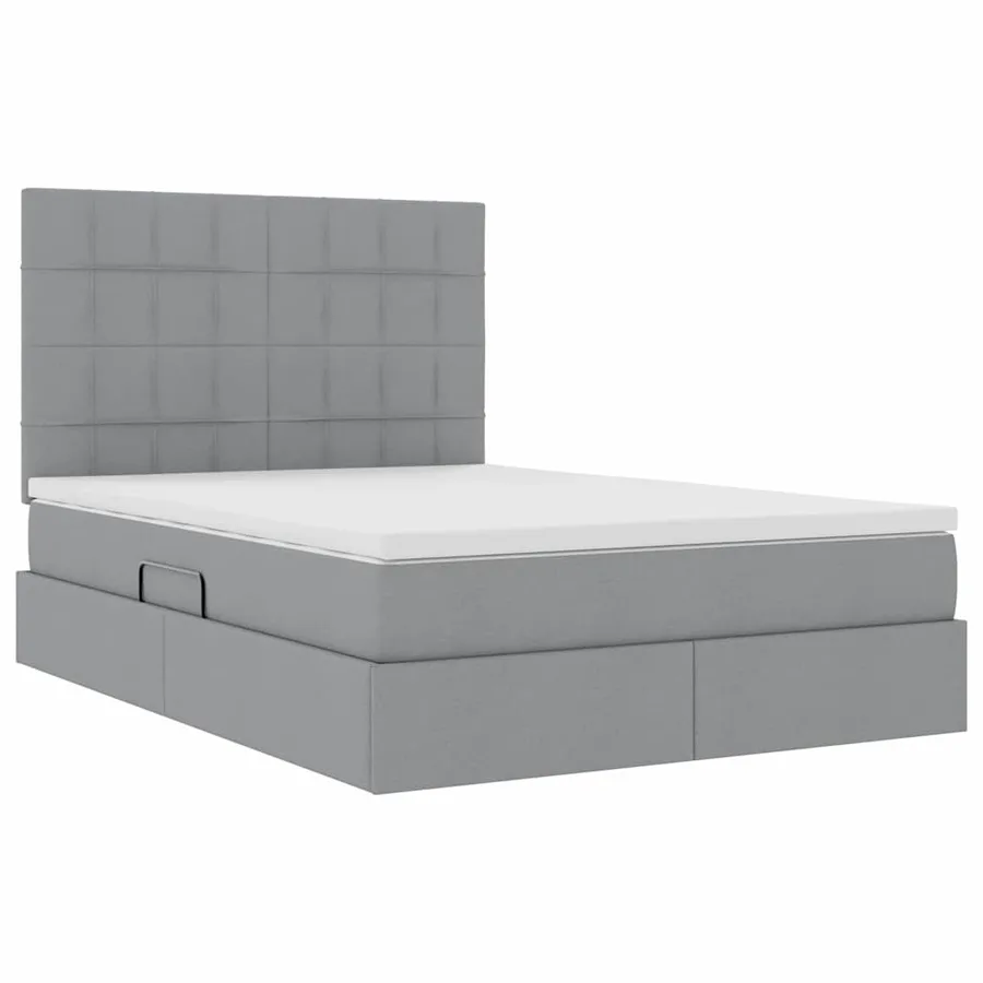 Lit avec rangement et matelas Gris clair 140 x 190 cm tissu - 5
