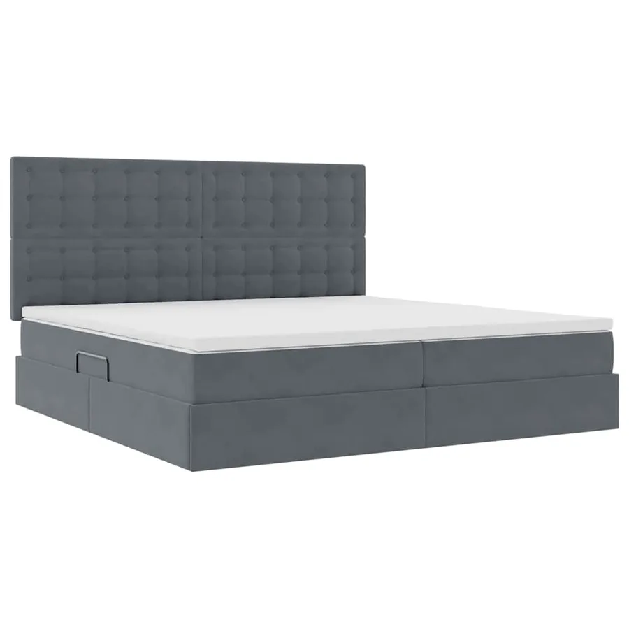 Lit de rangement LED avec matelas Gris foncé 200 x 200 cm - 6
