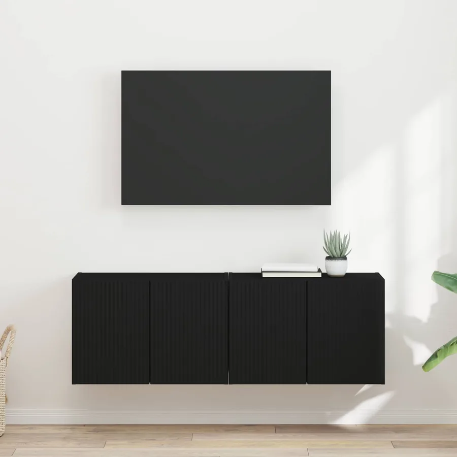 Meuble TV mural 2 pcs Noir 59,5 x 31 x 40 cm Bois d'ingénierie