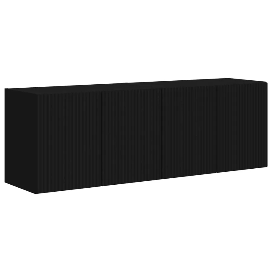 Meuble TV mural 2 pcs Noir 59,5 x 31 x 40 cm Bois d'ingénierie - 2
