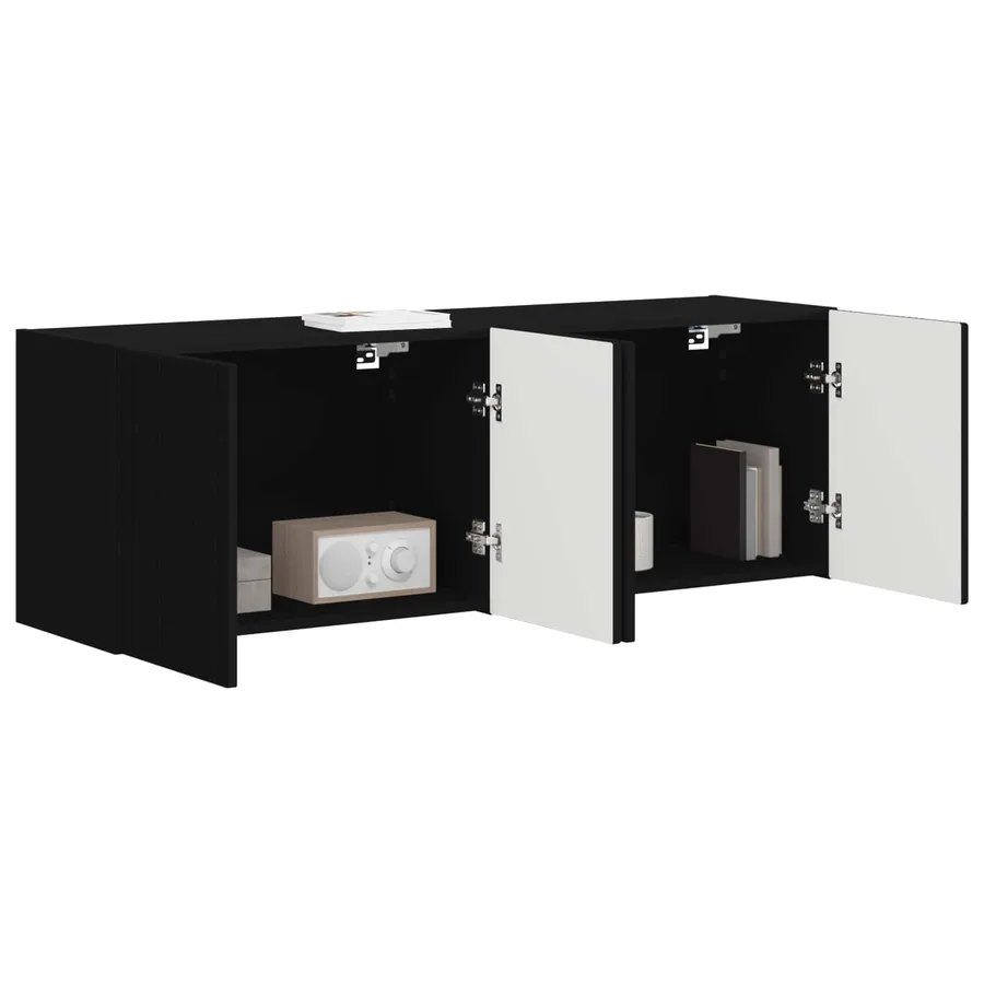 Meuble TV mural 2 pcs Noir 59,5 x 31 x 40 cm Bois d'ingénierie - 3