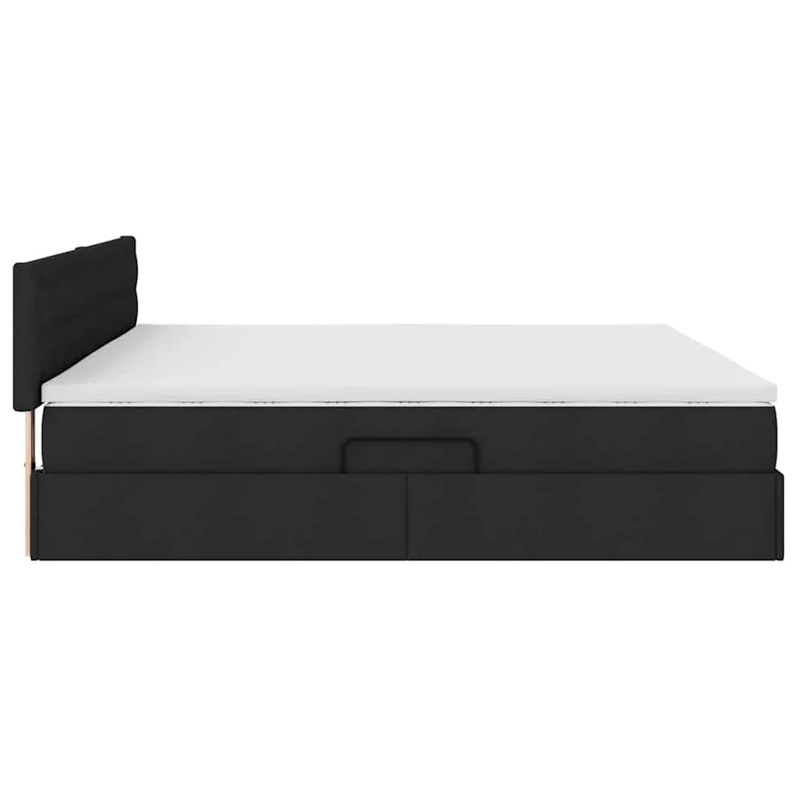 Lit avec rangement et matelas avec matelas Noir 200 x 200 cm - 9