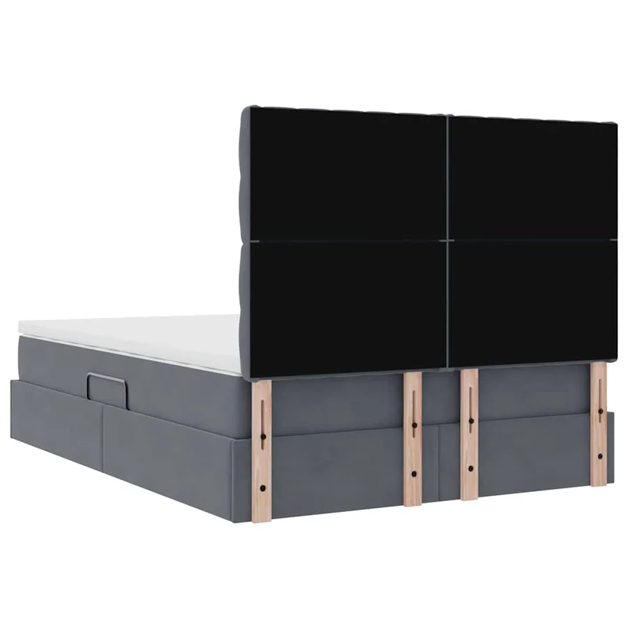 Lit avec rangement et matelas Gris foncé 140 x 190 cm Velours - 11