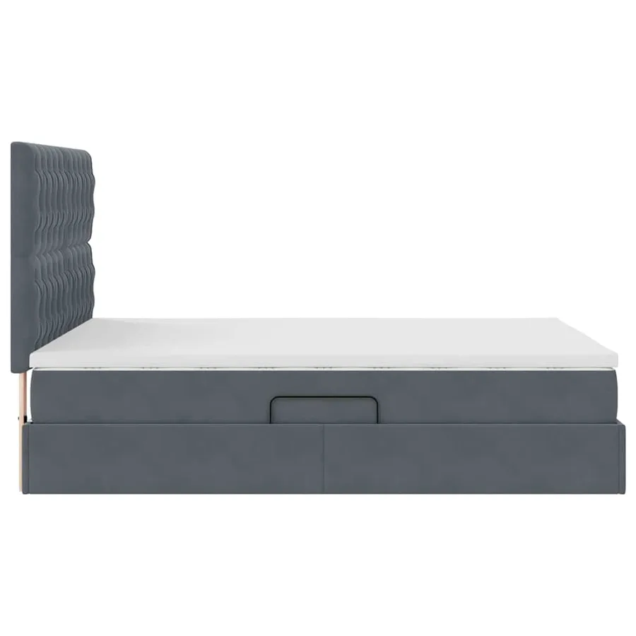 Lit avec rangement et matelas Gris foncé 140 x 190 cm Velours - 8