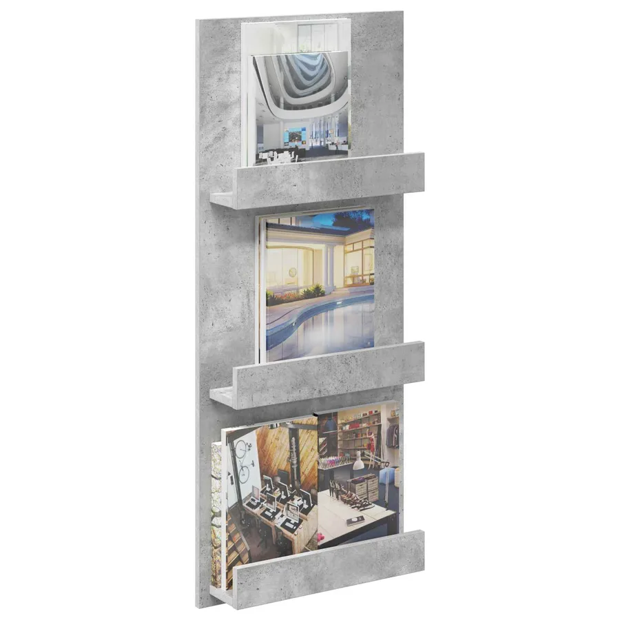 Étagère à magazines avec étagère Gris béton 43 x 11 x 102 cm - 3