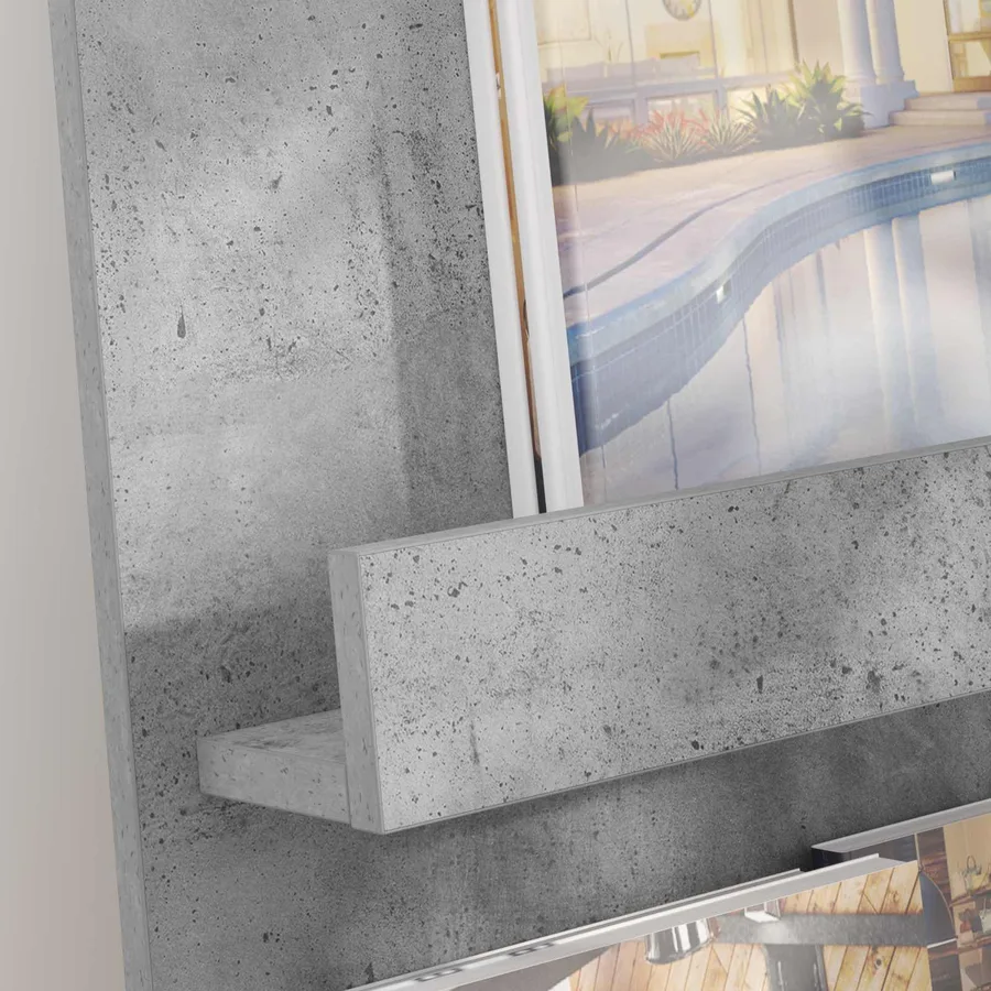 Étagère à magazines avec étagère Gris béton 43 x 11 x 102 cm - 4