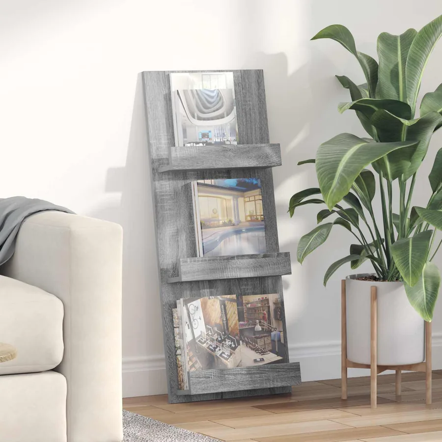 Étagère à magazines avec étagère Gris Sonoma 43 x 11 x 102 cm
