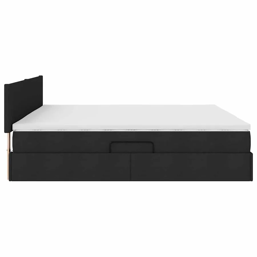 Lit de rangement LED avec matelas Noir 200 x 200 cm Tissu - 10