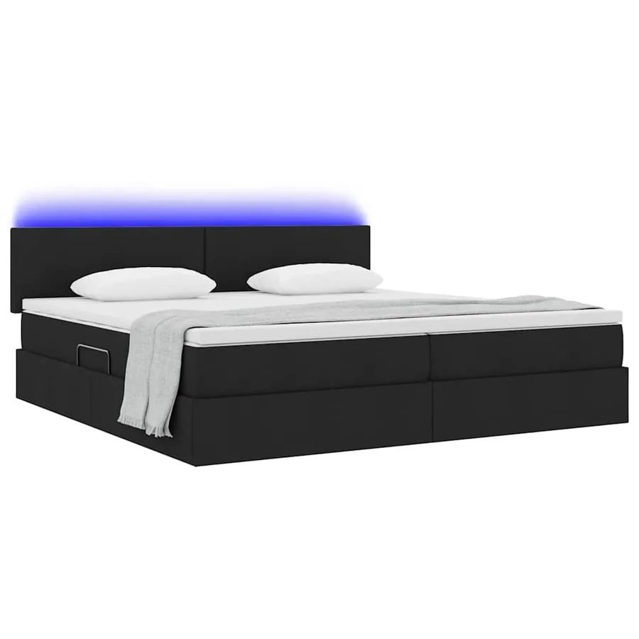 Lit de rangement LED avec matelas Noir 200 x 200 cm Tissu - 3