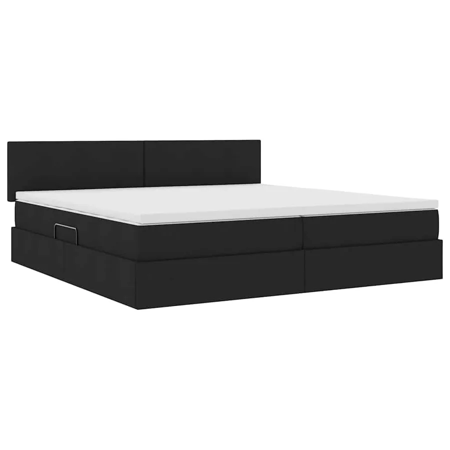 Lit de rangement LED avec matelas Noir 200 x 200 cm Tissu - 6