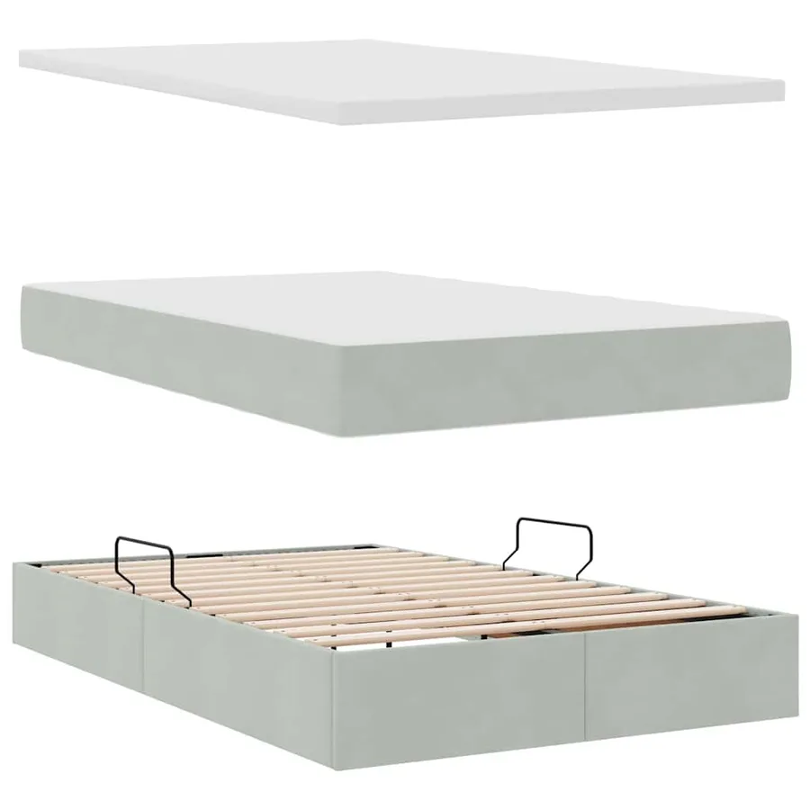 Lit de rangement LED avec matelas Gris clair 120 x 200 cm - 9