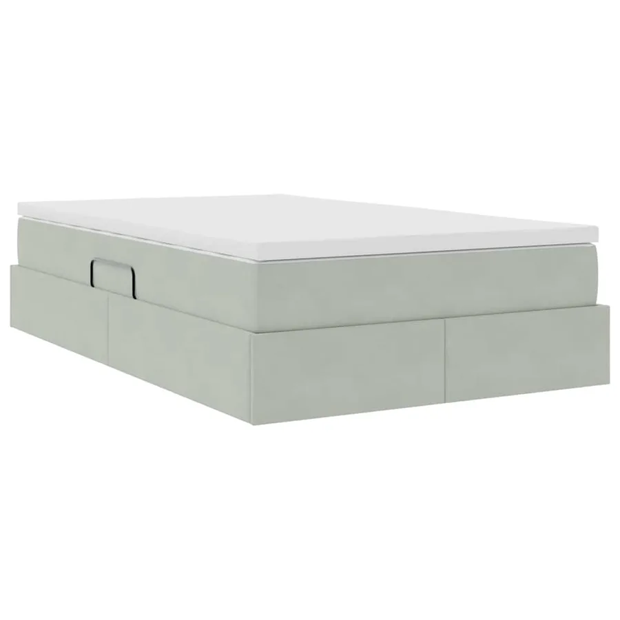 Lit avec rangement et matelas Gris clair 120 x 200 cm Velours - 10