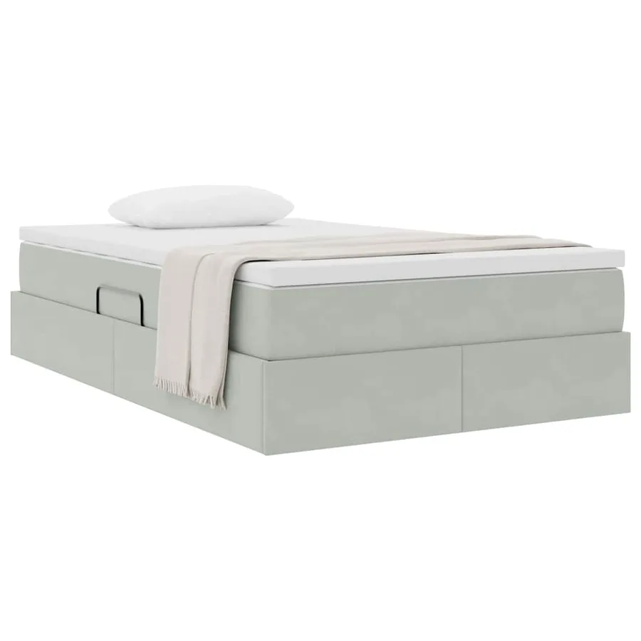 Lit avec rangement et matelas Gris clair 120 x 200 cm Velours - 3