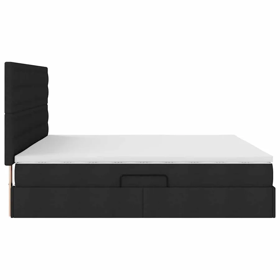 Lit avec rangement et matelas Noir 200 x 200 cm tissu - 10