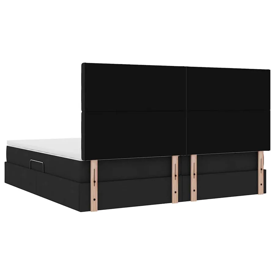 Lit avec rangement et matelas Noir 200 x 200 cm tissu - 11