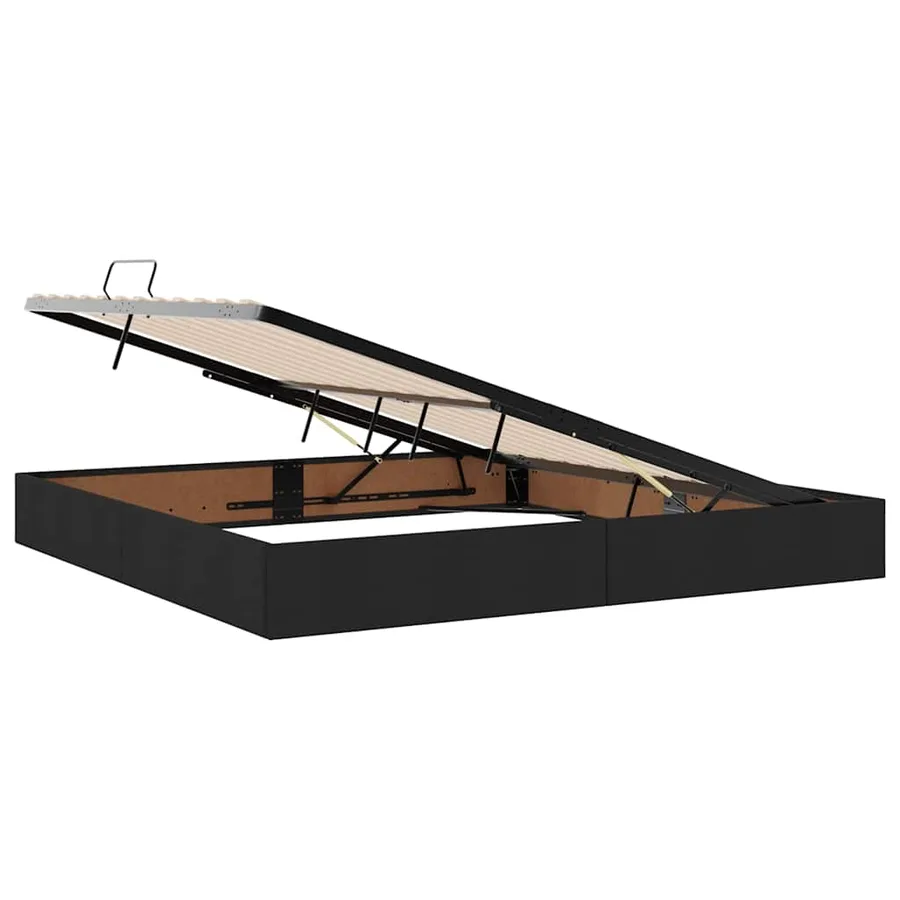 Lit avec rangement et matelas Noir 200 x 200 cm tissu - 6