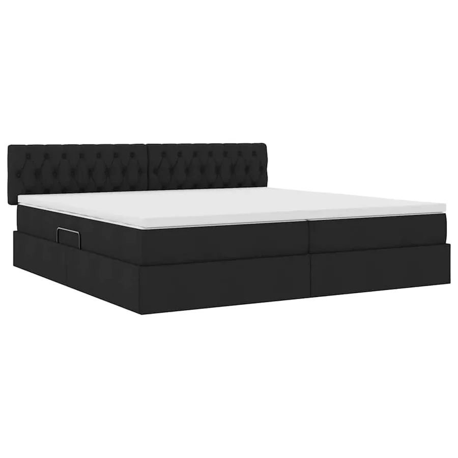 Lit avec rangement et matelas avec matelas Noir 200 x 200 cm - 5