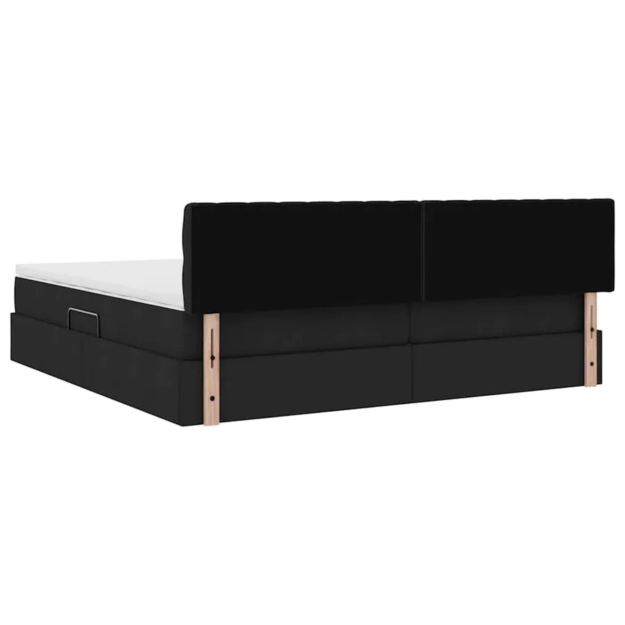 Lit avec rangement et matelas avec matelas Noir 200 x 200 cm - 8