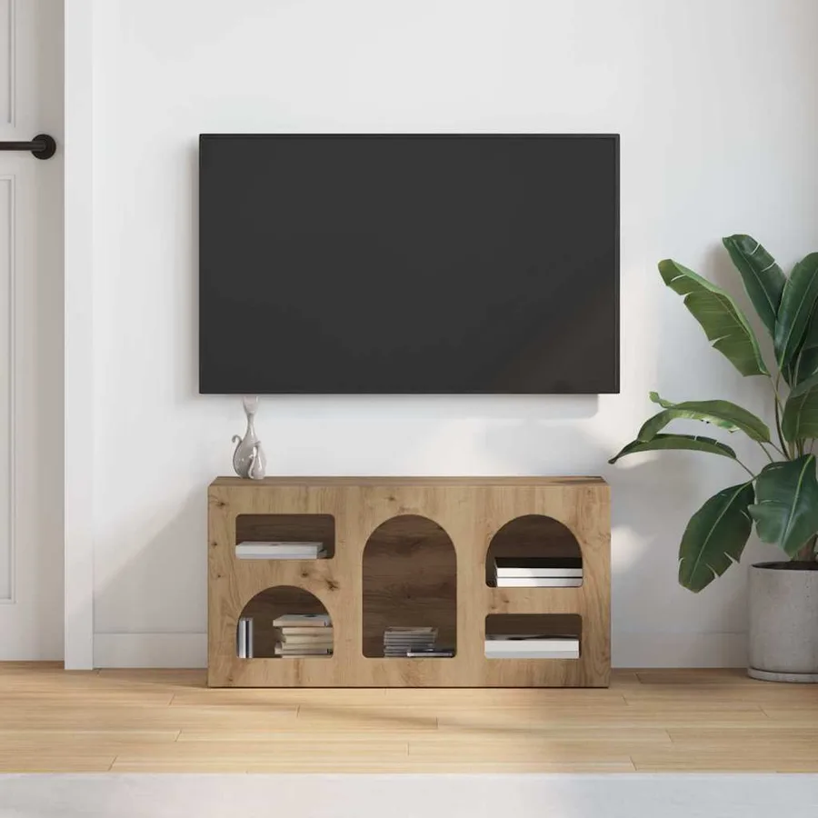 Meuble TV ELST 80 x 35 x 40 cm Chêne artisanal - 4