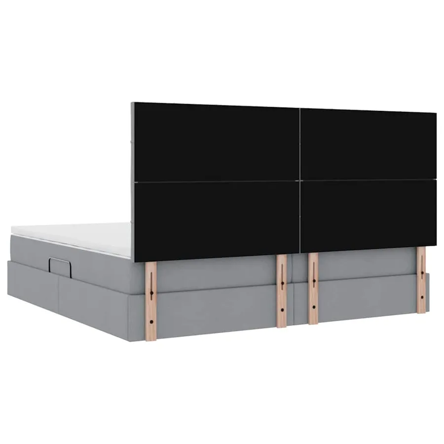 Lit avec rangement et matelas Gris clair 200 x 200 cm tissu - 11