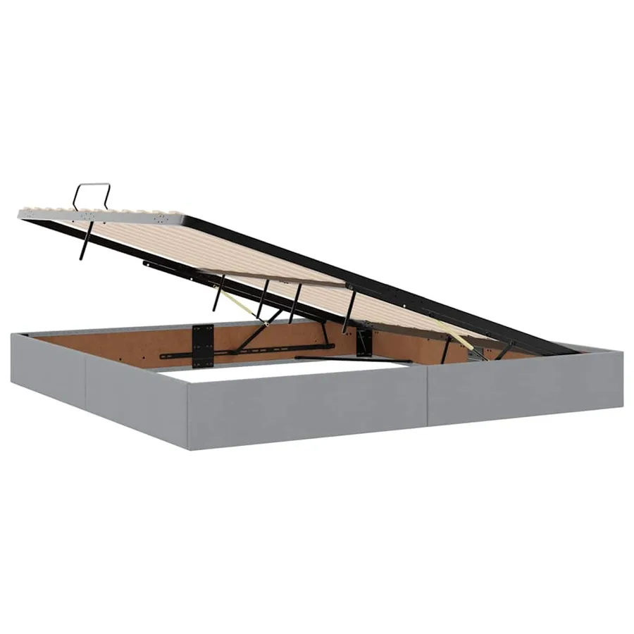 Lit avec rangement et matelas Gris clair 200 x 200 cm tissu - 6